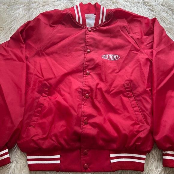 Vintage 80s Du Pont Varsity Bomber Nylon Jacket Auburn Sportswear Men’s Size L - Picture 2 of 7